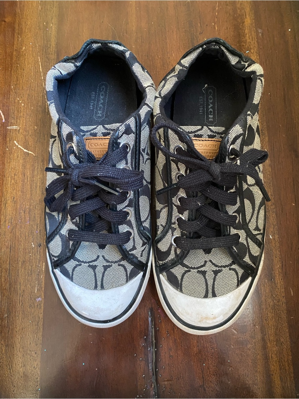 COACH Barrett Canvas Low Top Sneakers - Black & Gray 8B